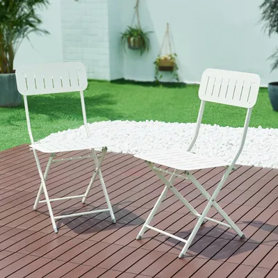 Obrázok produktu pre Skladacia stolička "Sande" sada 2 oceľových 84,5 x 42 x 50 cm biela