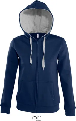 Produktbild von SOLs 47100 | Contrast Hooded Zip Jacket Soul Women - Farbe: French Navy/Grey Melange - Größe: M