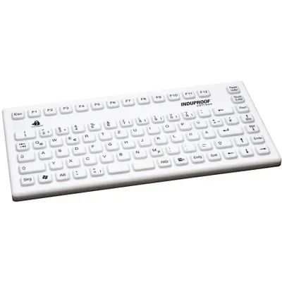 Produktbild von GETT InduProof Smart Compact Silikon Tastatur IP68 wasserdicht desinfizierbar 86 Tasten Farbe: weiss USB Layout: DE