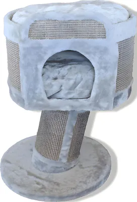 Produktbild von Kratztonne für Katzen zum Krallenwetzen, 70 cm hoch, grau, mit 1 Loch und auf Sockel