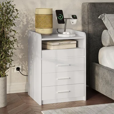 Obrázek produktu pro Noční stolek Vicco Edis Bílá 45 x 64 cm se 3 zásuvkami, Model 56394