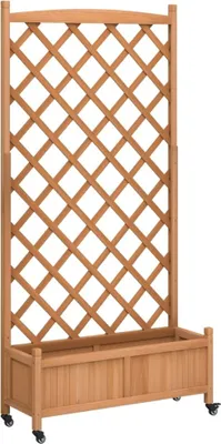 Produktbild von vidaXL Pflanzkübel mit Rankgitter und Rollen Braun Massivholz Tanne