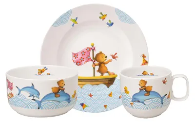 Produktbild von Villeroy & Boch Kiddy Bears Kindergeschirr-Duo 6-teilig für 2 Kinder – Happy & Hungry