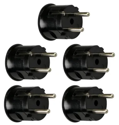 Productafbeelding van Haakse Stekker met Randaarde - 16A 230V - Zwart - Per 5 stuks