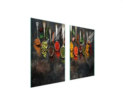 Immagine prodotto di Piastre coprifornelli 2 pezzi 75x52 copertura piano cottura in Vetroceramica tagliere in vetro spezie ardesia