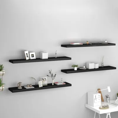 Obrázek produktu pro The Living Store Závěsné police 4 ks černé 120x23,5x3,8 cm MDF