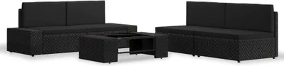 Obrázek produktu pro Maison Exclusive – 5dílná zahradní lounge sada z poly ratanu, černá
