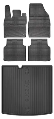 Productafbeelding van Rubberen automatten + kofferbakmat voor Skoda Enyaq Coupe iV vanaf 2022 (crossover) – 5-delig, zwart, op maat – Wielganizator SolidPRO