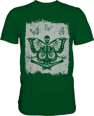 Produktbild von Skelett Schmetterling Insekten T-Shirt – Bottle Green / XL