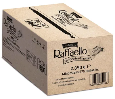Produktbild von Ferrero Raffaello, Gebäck, Kokosgebäckkugel, Kokos Mandel Gebäckkugel, für Gastro, Hotel, Büro, Kantine, 285 Stück á 10 g