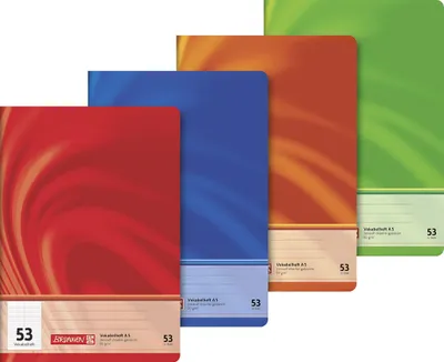 Produktbild von BRUNNEN Vokabelheft rot, blau, orange oder grün Lineatur 53 liniert DIN A5 ohne Rand, 32 Blatt