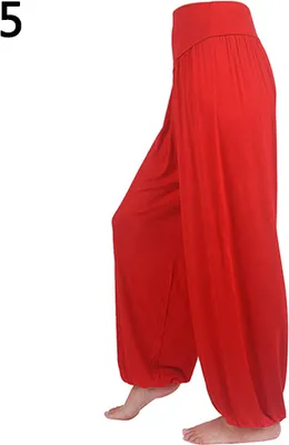 Produktbild von Frauensport Yoga Tanz Stretchy Haremshose Knickerbockers Red M.