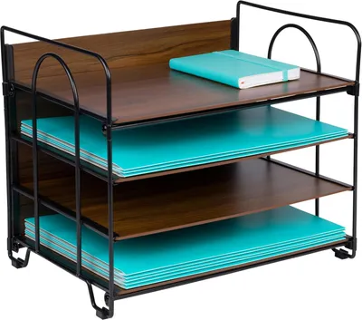 Produktbild von Büroorganizer 4 Fächer, Holzmuster, für Büro