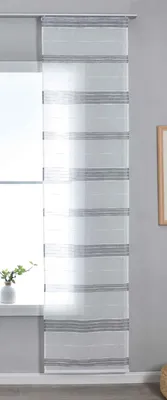Produktbild von Halbtransparente Schiebegardine mit Paneelwagen HxB 245x60 cm Grau »Frankfurt« Chenille-Stoff Gestreift Pflegeleicht natürliche Optik 202460P