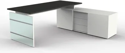 Produktbild von Komplettarbeitsplatz Lugano Glas Tisch/Sideboard anthrazit