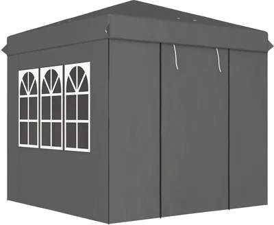 Immagine prodotto di Gazebo 2,5 x 2,5 m, gazebo pieghevole pieghevole idrorepellente, stabile, resistente all'inverno, protezione UV 50+, tenda per feste pieghevole, tenda da giardino con 4 pannelli laterali, gazebo da giardino tascabile per campeggio, giardino, grigio scuro