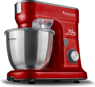 Produktbild von TurboTronic Küchenmaschine - KMT015 - 6,5L Rühr- & Knetmaschine, 1200W, Multifunktion, stufenlose Geschwindigkeit, Timer, Edelstahlschüssel Rot