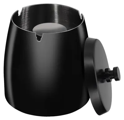 Produktbild von Aschenbecher für Draussen,Aschenbecher mit Deckel, Windaschenbecher Edelstahl Ashtray Outdoor Sturmaschenbecher fur Draußen Tischaschenbecher Winddichter für Garten Balkon,Schwarz Groß