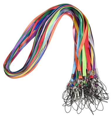 Produktbild von Lange Schlüsselbänder, 30 Stück, mit Fahnenmastclip, für Ausweise und Schlüssel (10 Farben)