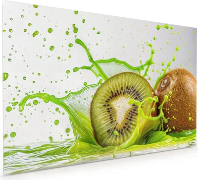 Produktbild von Küchenrückwand Spritzschutz Glas mit Motiv Kiwi Spritzer 40 x 40 cm