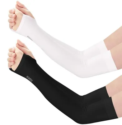 Obrázok produktu pre 2 páry športových návlekov na ruky, pánske/dámske, s UV ochranou, chladivé, priedušné, čierno-biele