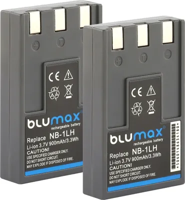 Produktbild von 2x Blumax Akku | für Canon NB-1LH Digitalkamera | Kapazität 900mAh  |Spannung 3,6Volt | Video- und  Kamerazubehör