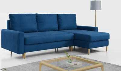 Produktbild von Ecksofa - L-form mit Schlaffunktion und Bettkasten - LANG - Dunkelblau