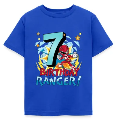 Produktbild von Spreadshirt Power Rangers Geburtstag 7. Jahre Kinder T-Shirt, 98/104 (3-4 Jahre), Royalblau