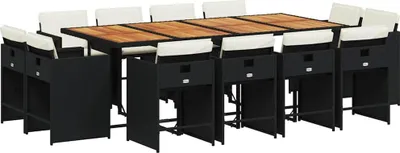 Produktbild von vidaXL 13-tlg. Garten-Essgruppe mit Kissen Schwarz Poly Rattan