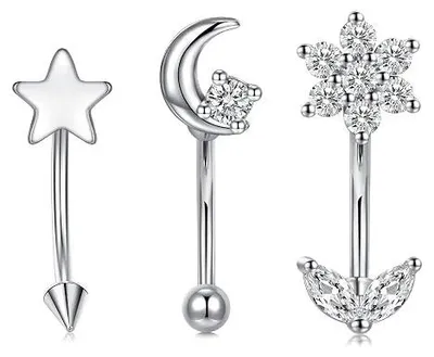 Zdjęcie produktu dla Kolczyki do piercingu zestaw 3 sztuk stal nierdzewna cyrkonie dla