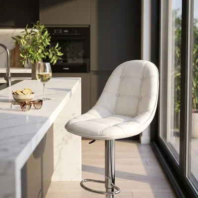 Immagine prodotto di Milani Home - sgabello moderno da bar e sala da pranzo di design moderno industrial - Bianco