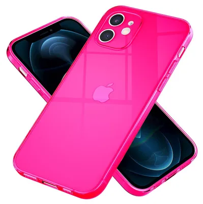 Immagine prodotto di NALIA Clear Neon Custodia per iPhone 12 Mini, cover trasparente colorata Rosa