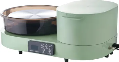 Zdjęcie produktu dla SucceBuy Elektryczna koło garncarskie 450 W, koło garncarskie z aluminiowym talerzem obrotowym o średnicy 28 cm, pedałem nożnym i regulowaną prędkością obrotową od 30 do 300 obr./min, solidną aluminiową obudową, idealne do samodzielnego tworzenia dzieł sztuki z gliny i dla początkujących.