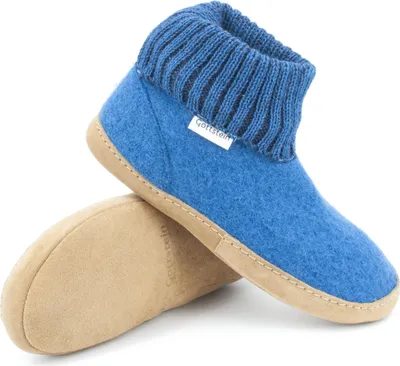 Produktbild von Gottstein Hüttenschuh Dakota aus 100% Schurwolle - Filz-Hausschuh für Damen & Herren = 15013 Arctic Blue ,44