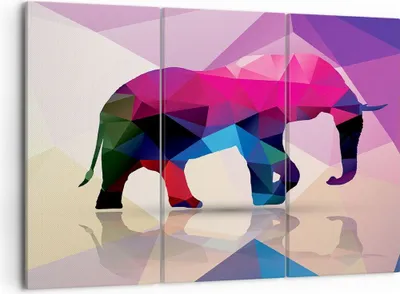 Produktbild von Bild auf Leinwand - Leinwandbild - Elefanten Illustration Bunt - 105x70cm - Wand Bild - Wanddeko - Leinwanddruck - Bilder - Kunstdruck - Wanddekoration - Leinwand bilder - Wandkunst - CE105x70-2807