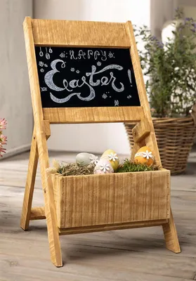 Produktbild von Tafel mit Pflanzkasten, klappbar, 67 cm hoch, Kreidetafel mit Blumenkasten, Kundenstopper