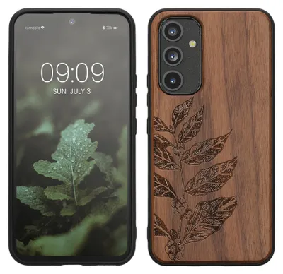 Produktbild von kwmobile Handyhülle für Samsung Galaxy A54 5G Hülle Holz - Case mit TPU Bumper - Stoßfestes Hardcase - Schutzhülle Cover in Dunkelbraun