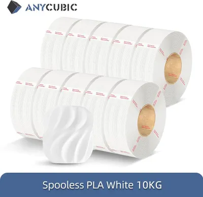 Obrázek produktu pro Náhradní PLA filament – filament pro 3D tiskárny, průměr 1,75 mm, bez cívky – pro FDM – 10 kg – bílá