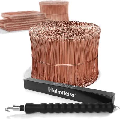 Immagine prodotto di Heimfleiss® Drill + filo di legatura per calcestruzzo 1,0 x 140 mm (1000 pezzi) - filo rosso ramato con Rödler - filo di legatura incl. trapano a filo
