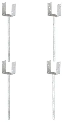 Produktbild von Alberts 4 x U-Pfostenträger, Riffelstahl-Betonanker, 91x91 mm, Betonanker 400 mm, feuerverzinkt, zum Einbetonieren