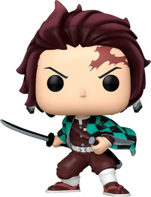 A Funko Pop! figure of Tanjiro Kamado from Demon Slayer.