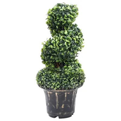 Produktbild von The Living Store Künstlicher Buchsbaum mit Topf Spiralform Grün 59 cm