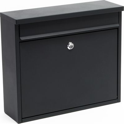 Wiltec Briefkasten V13 Anthrazit 360 x 105 x 315 mm, Wandbriefkasten mit Schloss und Klappe, Postkasten aus Stahl pulverbeschichtet