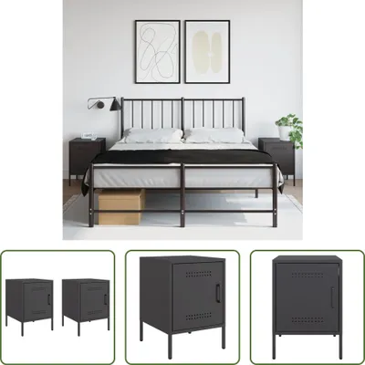 Produktbild von The Living Store Nachttische 2 Stk. Schwarz 36x39x50,5 cm Stahl