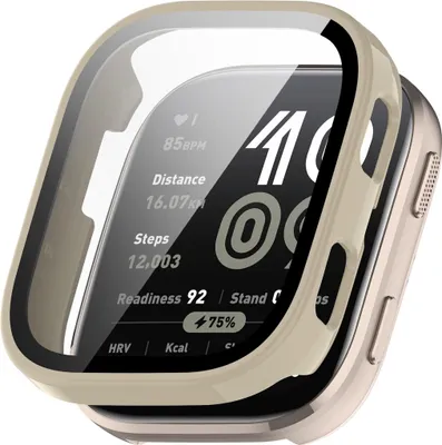 Produktbild von Für Amazfit Bip 6 Kunststoff Watch Schutz Hülle + 9H Hart Glas Beige