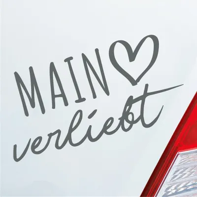Produktbild von Auto Aufkleber Main verliebt Herz Fluss River Wasser Water Liebe Car 19x10 cm Grau Sticker Heckscheibenaufkleber