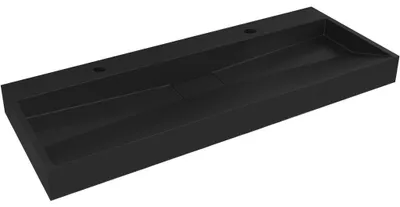 Immagine prodotto di CERANO - Lavabo in marmo colato Vita - da appoggio o da incasso - 2 fori per rubinetteria - nero opaco - 120x46 cm