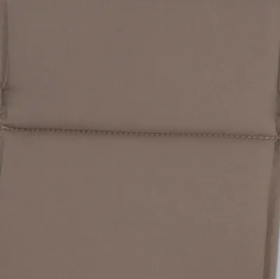 A close-up view of a brown fabric cushion with stitching.