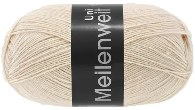 Produktbild von Lana Grossa MEILENWEIT 100 g UNI 4-fach Sockenwolle in Uni-Farben 420 m Farbe 1391 - Eierschale