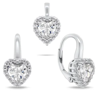 Produktbild von Silbernes Herz-Schmuckset mit Zirkonen SET273W ( Ohrringe, Anhä nger)